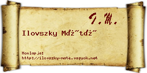 Ilovszky Máté névjegykártya