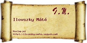 Ilovszky Máté névjegykártya